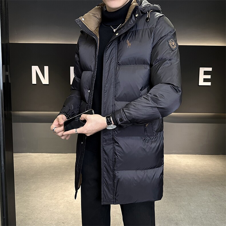 L-4XL 9988-P185 现货中长款连帽棉衣男图片