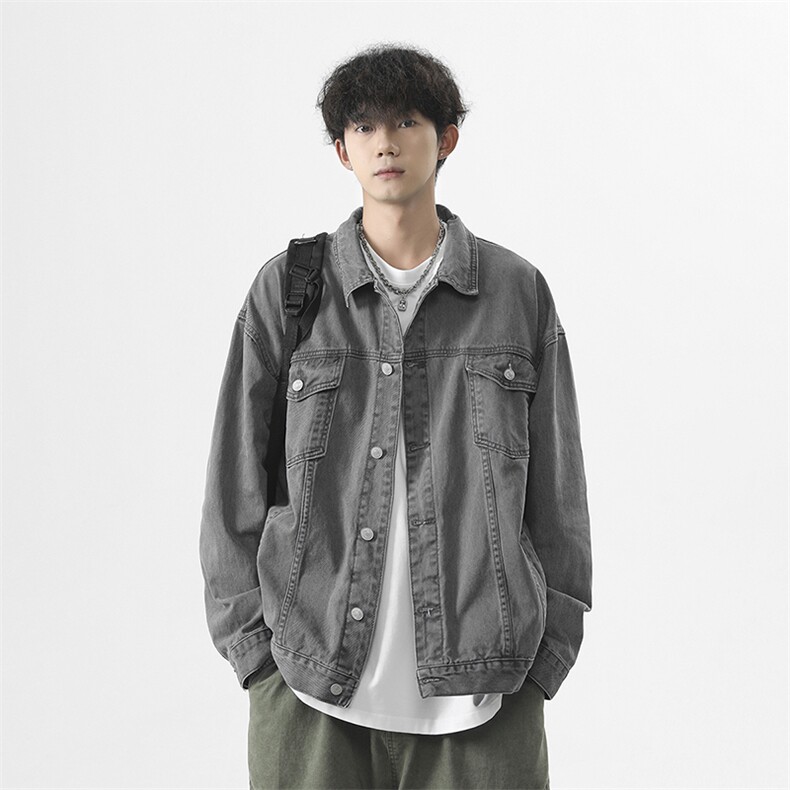 2026年新款港风日系水洗做旧拼接款翻领牛仔夹克外套JK1396-P83,男装工装外套,星座313A(原308A-2)