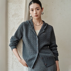 2025年秋季时尚百搭通勤简约休闲麻花羊绒开衫，女装羊绒衫，绒歆坊