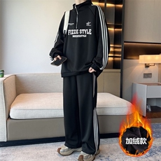 现货加绒2025秋冬季新款男士休闲大码卫衣运动裤套装TZ295加绒，男装休闲套装，星座1816-3（原1210-3）