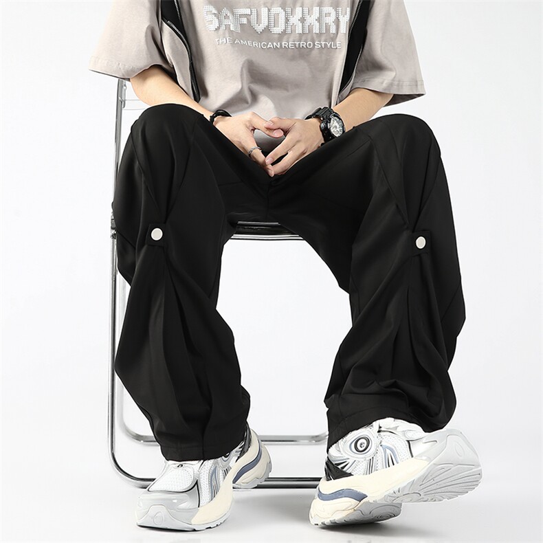 美式高街hiphop冰丝铆钉纽扣冰凉情侣百搭裤K611p55,男装休闲裤,电商D315A
