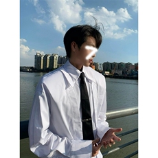 Q153/P48极简设计纯色春秋款衬衫小众男女高级感韩系长袖衬衣，男装衬衫，星座1506