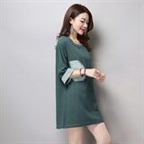 贴布口袋短裙五分袖2021年夏季H型宽松腰通勤麻T恤，女装T恤，独衣靓