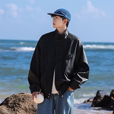 春季数据款机车PU皮夹克翻领宽松男女同款外套6622-P78，男装夹克，星座914-3