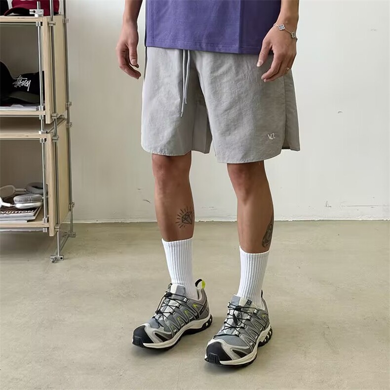 美式字母印花短裤男女2025夏季新款宽松休闲抽绳运动情侣五分裤潮，男装牛仔裤，星座506A