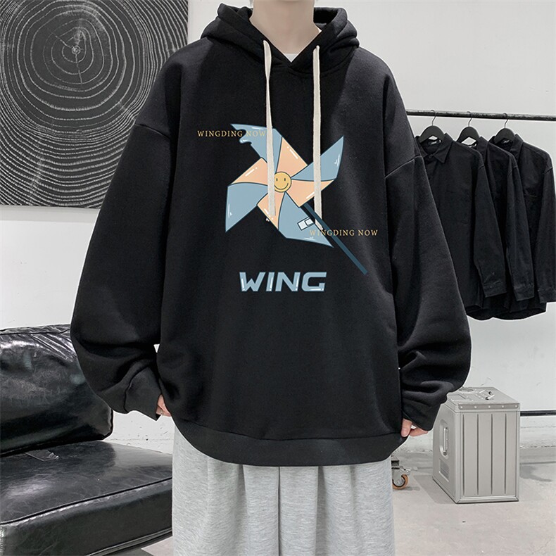 WY2112-P35纯棉连帽卫衣男大码运动帽衫宽松薄外套男,男装卫衣,电商A040