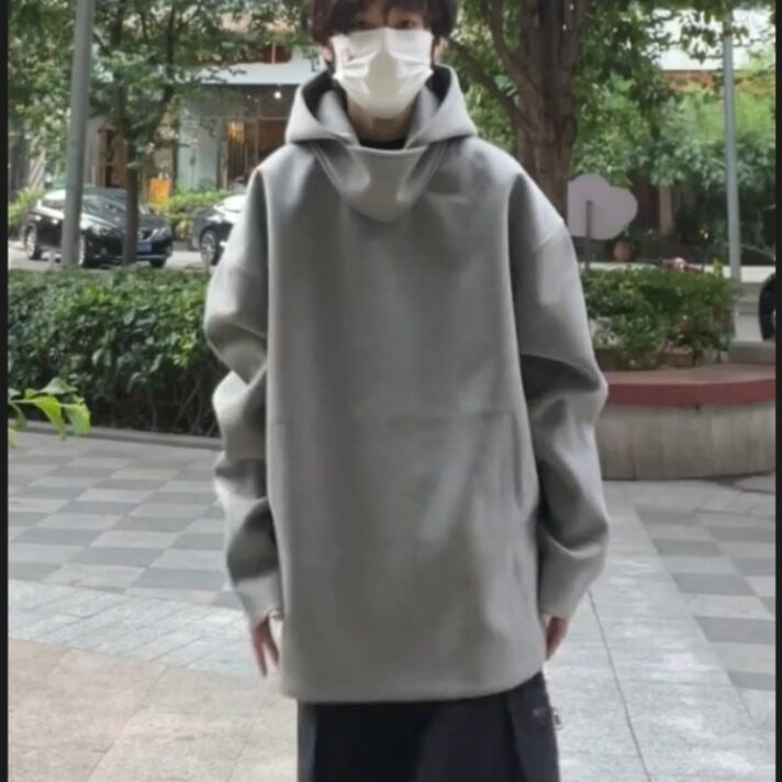 高领连帽卫衣男秋冬宽松上衣oversize美式潮牌重磅外套W88911-p65,男装卫衣,星座1008