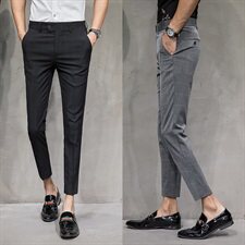 格子九分裤男韩版潮流修身夏季男士休闲裤9分男裤子西裤ZD96，男装西裤，星座1904A