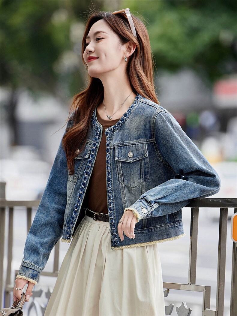 牛仔外套女2025秋季新款洋气时尚复古百搭显瘦牛仔夹克上衣外套,商品下架区,靓衣阁