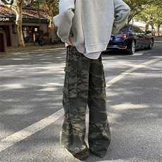 牛仔裤男迷彩工装2026春季新款多口袋宽松阔腿裤子-A2007TP55控88，男装牛仔裤，电商B241