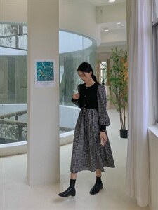 拼接连衣裙图片