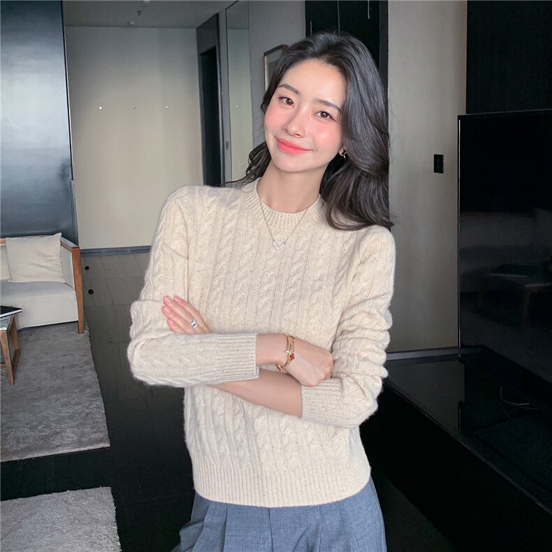 2025秋冬百搭时尚简约半高领保暖针织衫,女装羊绒衫,玛卡隆羊绒
