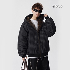加绒加厚冬款男女连帽豹纹棉衣条纹棉袄保暖面包服MY5039P105，男装棉衣，星座1013-1