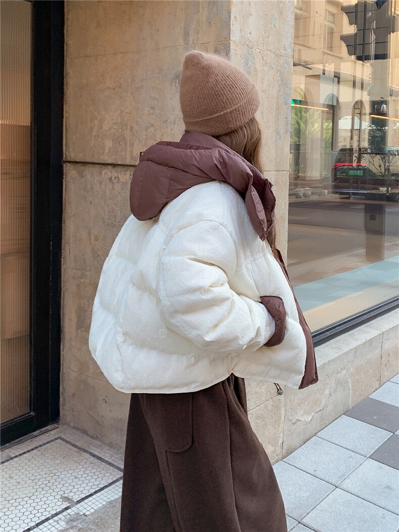 现货设计感撞色蕾丝拼接50鹅绒服2C282-203P345K488,女装羽绒服,2C282