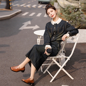 2024春秋季牛仔半身裙时尚两件套女图片