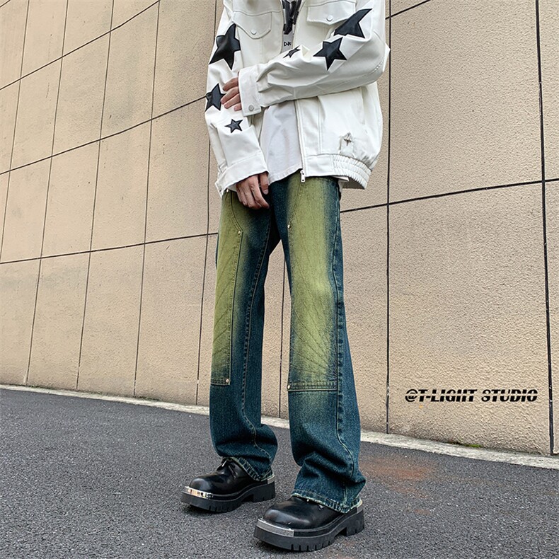 B221美式ins高街暗黑小众铆钉伐木裤牛仔裤LK23145-P65控88,男装牛仔裤,电商B221