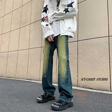 B221美式ins高街暗黑小众铆钉伐木裤牛仔裤LK23145-P65控88，男装牛仔裤，电商B221