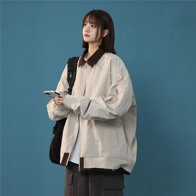 现货春季宽松翻领拼接夹克潮设计款小众外套XZ811A-JK3010-P88，男装夹克，星座811A