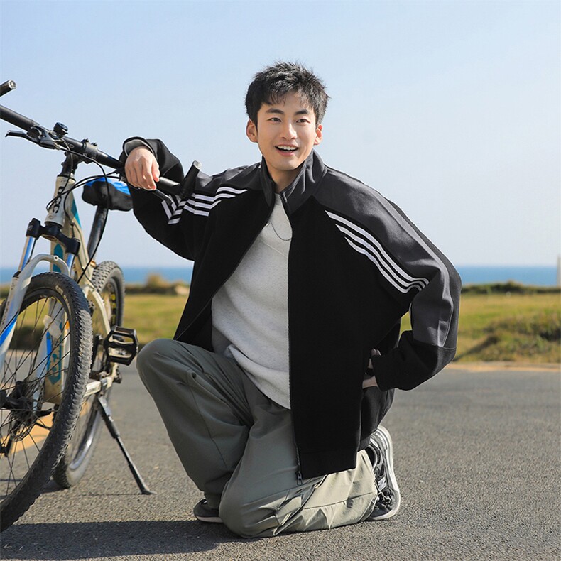 抖音得物高品质美式高街重磅结构织带拼接撞色立领卫衣外套CM41，男装卫衣，电商A486-1