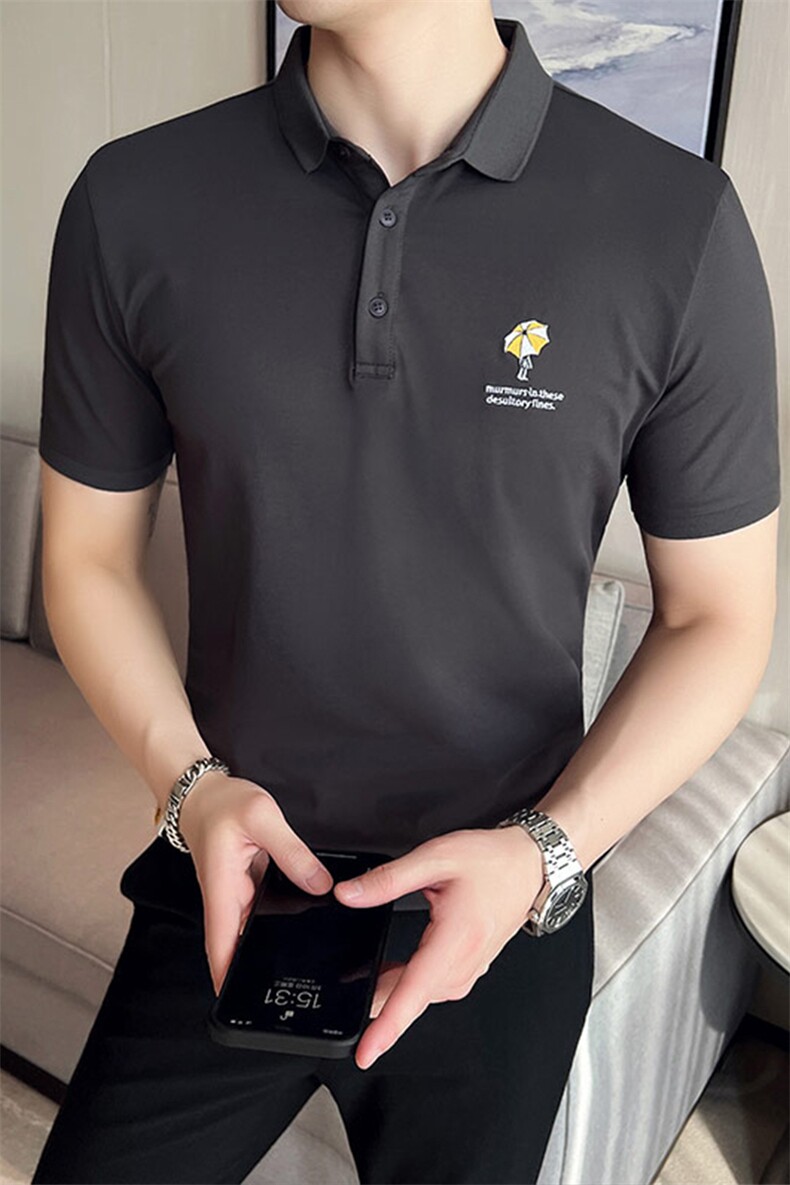 2024夏季新款英伦风高品质修身刺绣POLO衫冰丝短袖T恤男D230-p48,男装T恤,电商D303