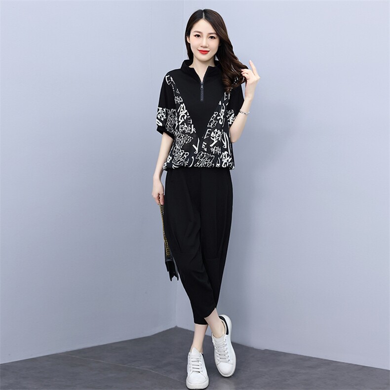 休闲套装女士2022夏季新款韩版宽松减龄大码显瘦时尚两件套,女装套装/套裙,魅影