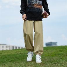 春秋季纯棉束脚休闲长裤男士宽松潮牌九分运动工装卫裤子，男装休闲裤，电商A011（原4039）