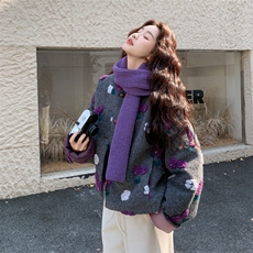 小香风毛呢羽绒服女2025年冬季新款独特漂亮立体花朵90白鸭绒外套，女装羽绒服，2C217