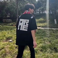 万针全刺绣工艺抖音得物高品质260克重磅纯棉双纱美式高街短袖T恤，男装T恤，电商A486