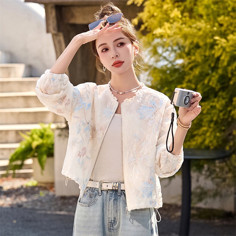 小香风复古刺绣洋气短外套女2025春夏新款独特超好看轻薄防晒上衣,女装短外套,韩宇舍