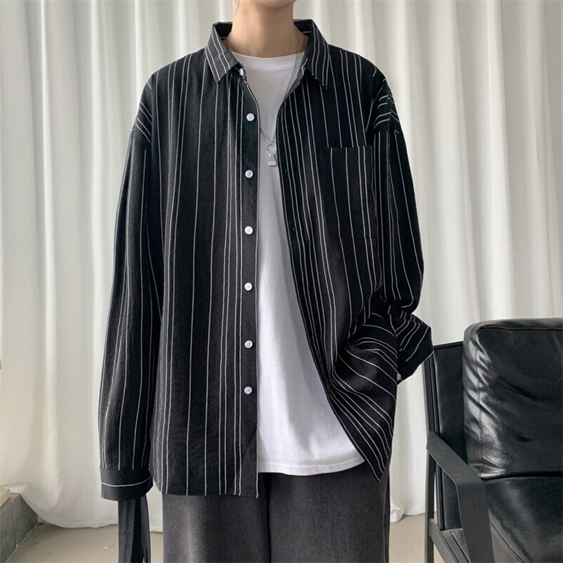 春夏条纹长袖衬衫男潮流帅气衬D325CY13TP30,男装衬衫,电商D325