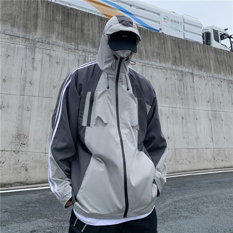 高街vib潮机能风工装防水功能面料连帽冲锋衣XZ906-2-H153-P85，男装夹克，星座910-6