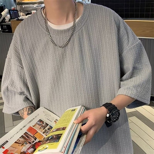 C509P33 短袖t恤男潮牌ins纯棉宽松半袖青年圆领体恤港风衣服图片