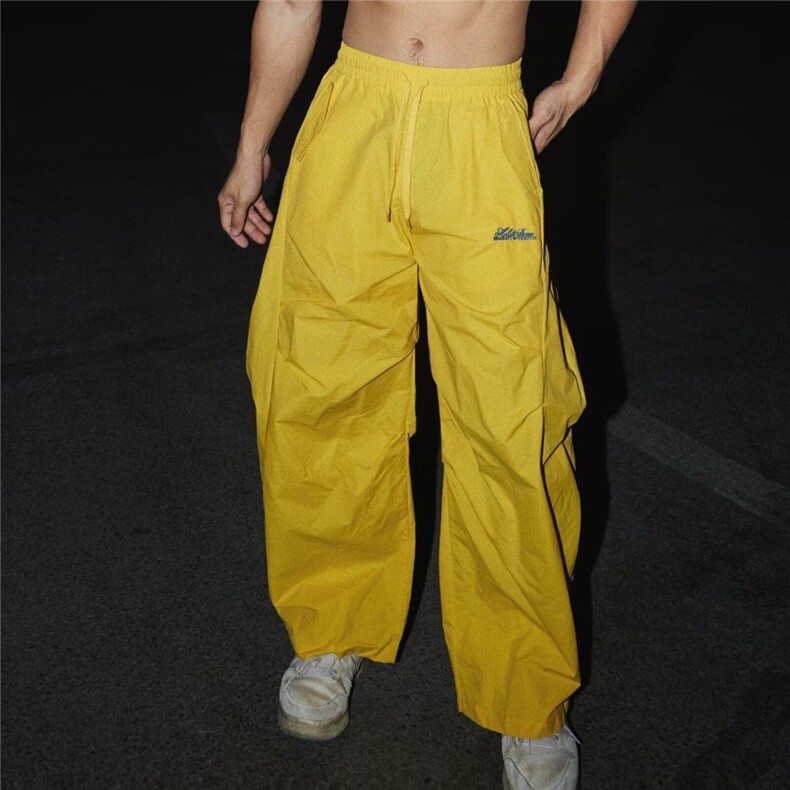 欧美风藏蓝色宽松工装阔腿休闲裤女夏高腰辣妹直筒口袋垂感拖地裤，女装休闲裤，星座1210-1