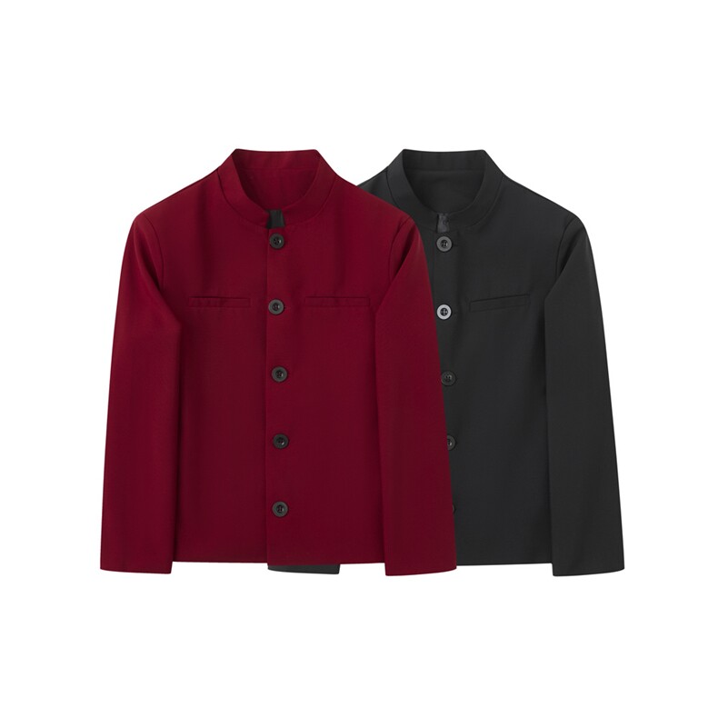 风春男立领西装单排扣外套本命红新中式中山装西服JAK35P60，男装西服套装，星座1013-1