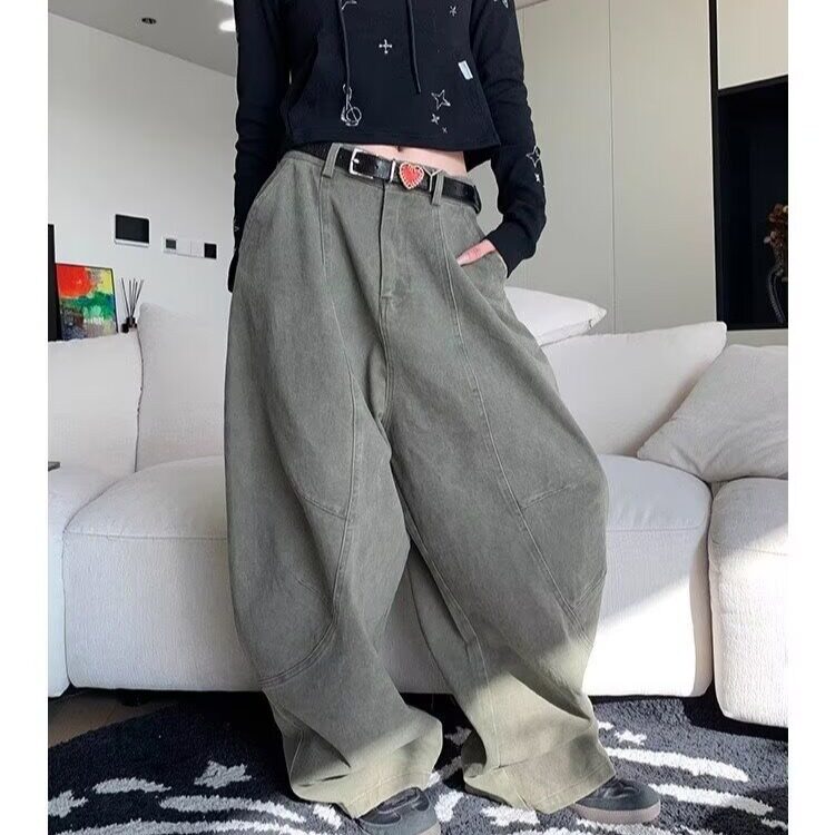 新款美式拼接解构设计感弯刀工装裤男女宽松阔腿长裤子AM1204P57,男装工装外套,星座1013-5