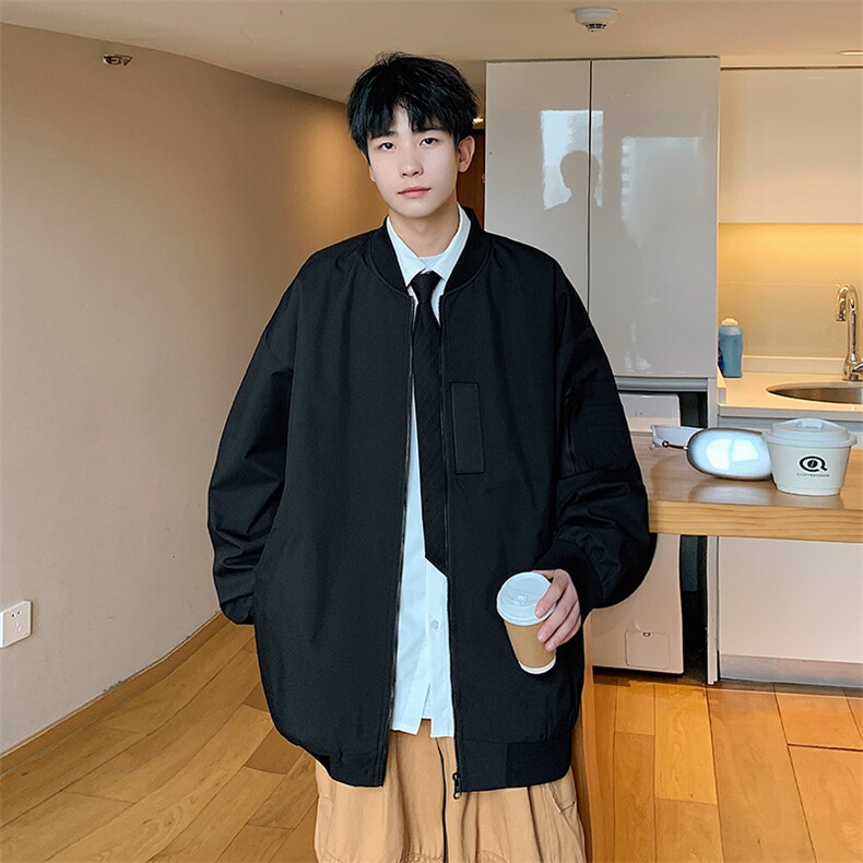 JK751P68港风二开宽松棒球服夹克百搭落肩简约上衣外套,男装夹克,星座1204-3