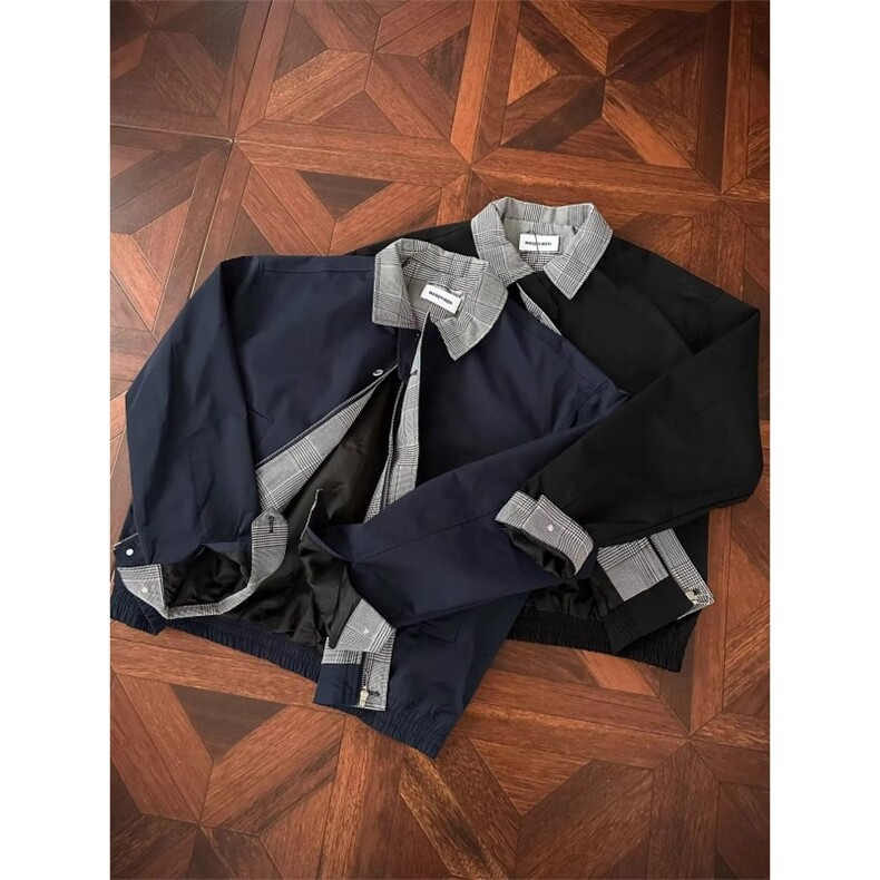 假两件拼接千鸟格纹翻领夹克JK908特P65，男装夹克，星座908-1