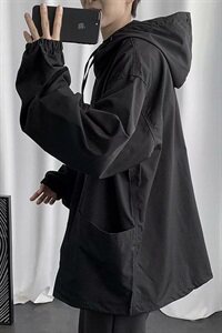套头连帽夹克男士港风宽松抽绳中性外套潮cec工装春秋WT853图片