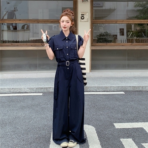 宽松减龄穿搭波西米亚无袖阔腿连体裤女超火好看度假连身衣裤套装图片