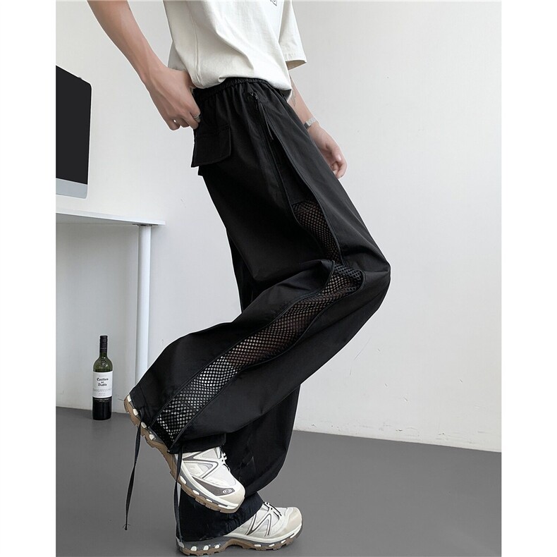 网格透气休闲裤男夏季潮牌伞兵裤子美式高街速干直筒裤K6261-P46，男装休闲裤，星座412-3