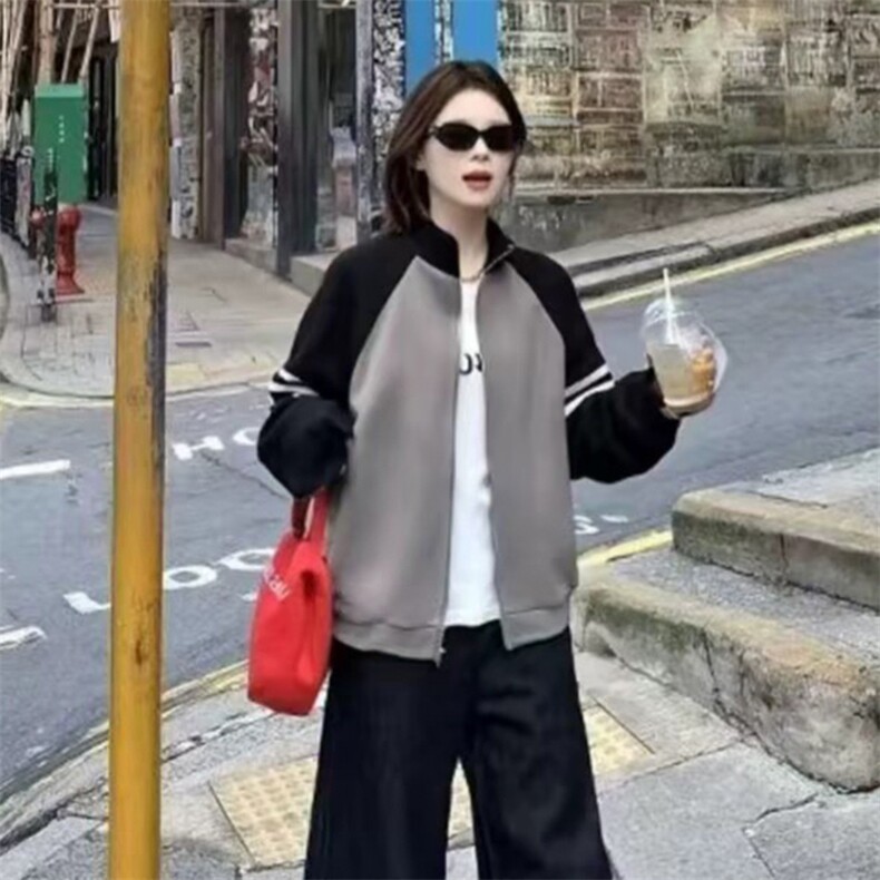 重磅秋冬北极绒开衫毛衣美式复古休闲慵懒风撞色立领针织衫外套,男装针织衫/毛衣,电商A486