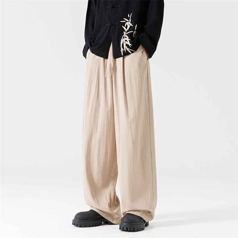 A021新款秋季2024风棉麻休闲垂感长裤直筒ZK68-P45控68，男装休闲裤，电商A021