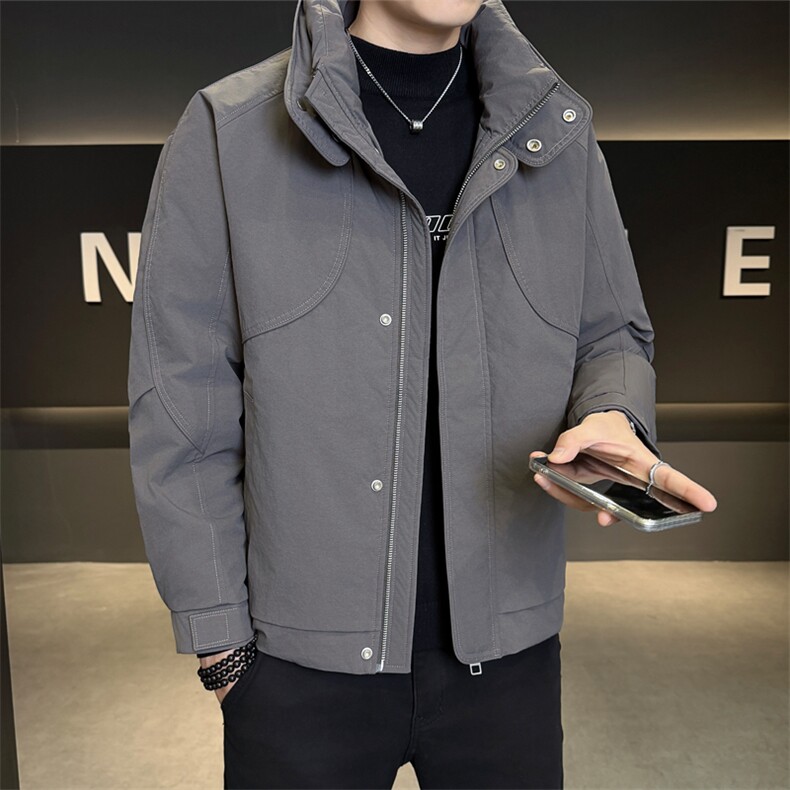 纯色无帽立领羽绒服休闲百搭上衣外套男A329-YR2559-P195,男装羽绒服,电商A329