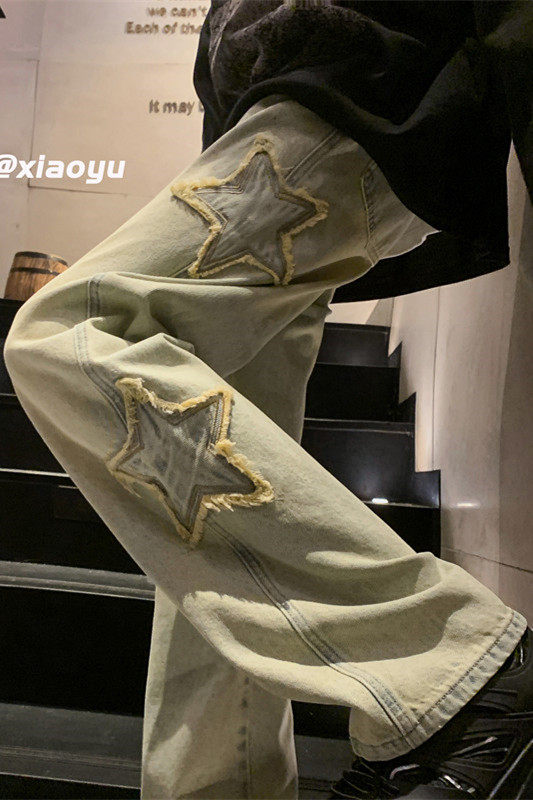 XZ616春季新款黄泥色星星牛仔裤TY517P55控68,男装牛仔裤,星座512A（原616）