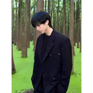1506A/GW360/P66高级感黑色设计垫肩西服外套图片