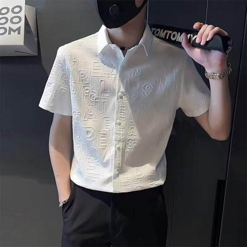 网图现货百搭潮流半袖潮牌尖领痞帅衬衣R3611-P40,男装T恤,星座1005-4