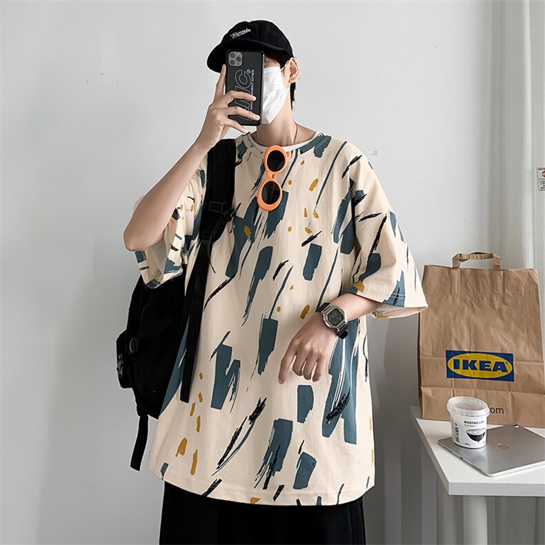 新款春夏短袖t恤男女ins港风chic慵懒bf学生扎染上衣TX310-P20，男装T恤，星座1008-2