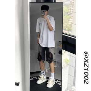 超有个性~潮做旧水洗渐变色破洞牛仔短裤 XZ1002-K150-P45控58图片