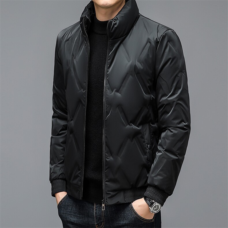 冬季新款商务休闲羽绒服男2023年中年男士加厚保暖立领灰鸭绒外套图片