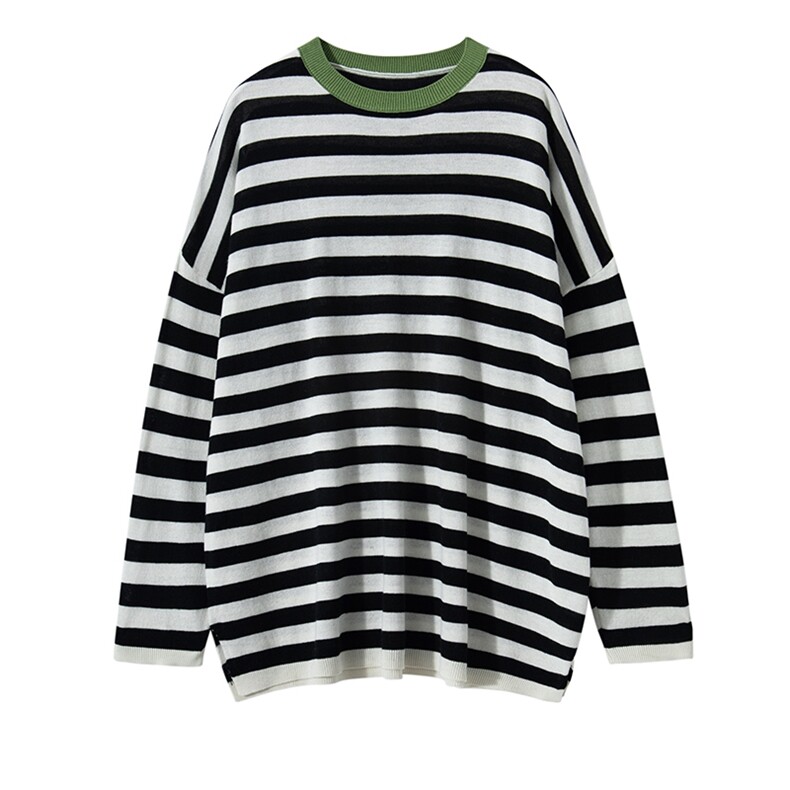 女士简约时尚百搭撞色条纹长袖15%山羊绒，女装卫衣/绒衫，绒歆坊